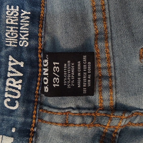 4 for $15 SONG curvy high rise skinny jeans size 13 juniors - Picture 4 of 4